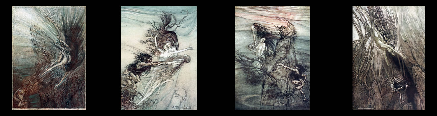 Scenes from Das Rheingold by Arthur Rackham